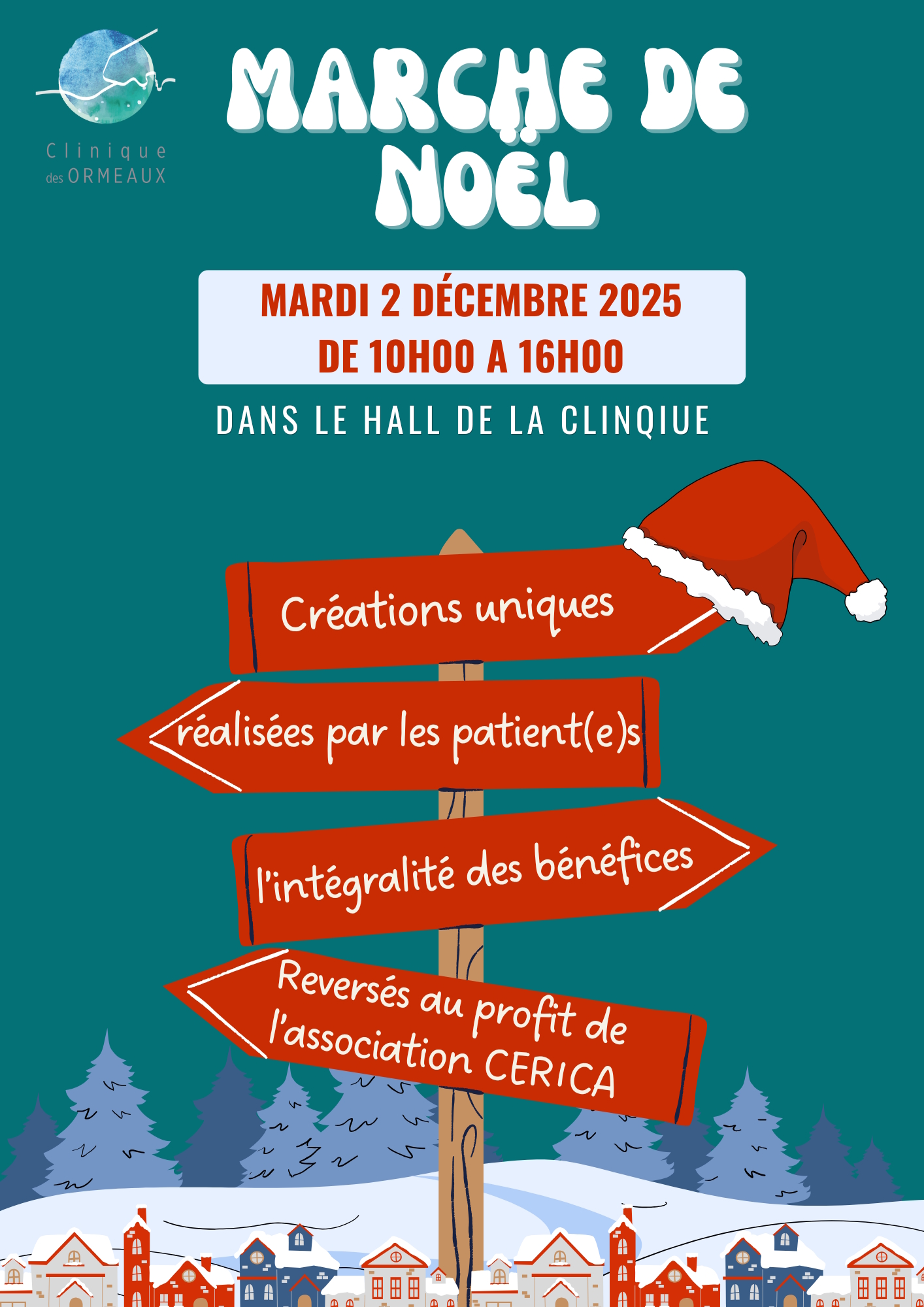 Annonce Marche de noel dans le hall de la Clinique des Ormeaux